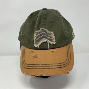 Green and tan baseball cap